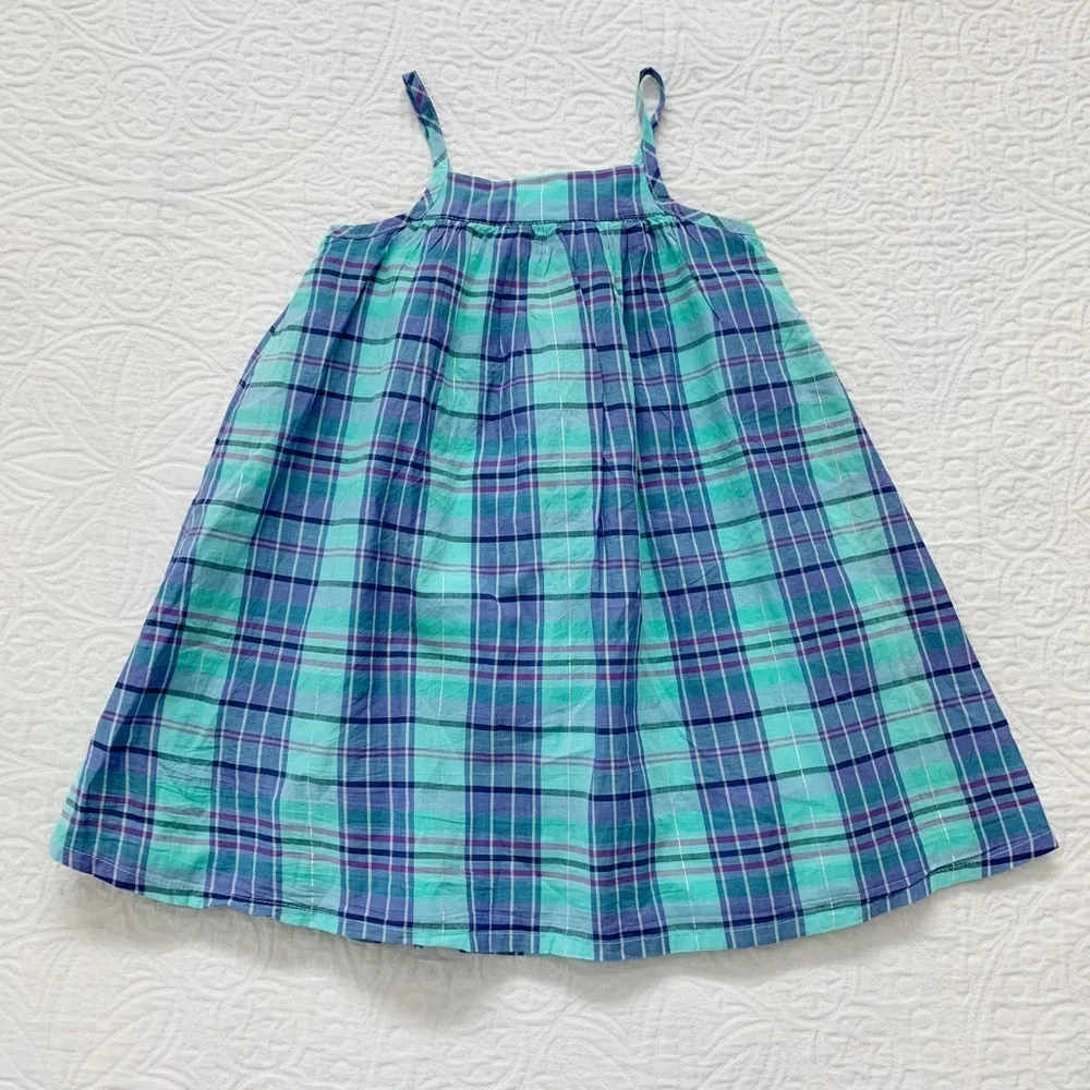 Gap Girls'‎ Shimmer Plaid Spaghetti Strap Dress, Blue Plaid